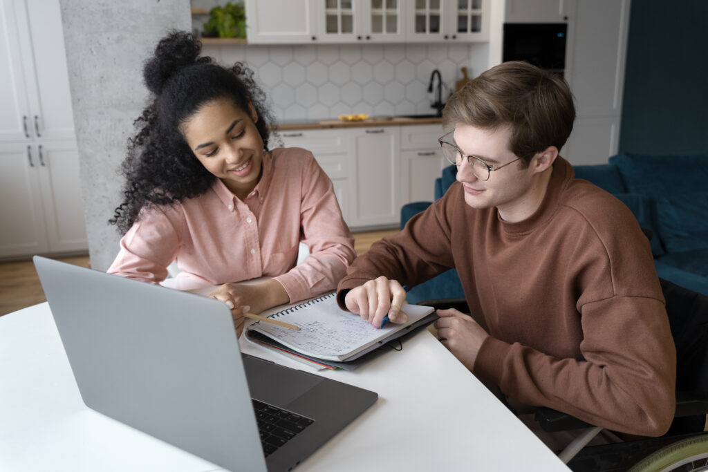 Student following face-to-face Dutch lessons from his home.