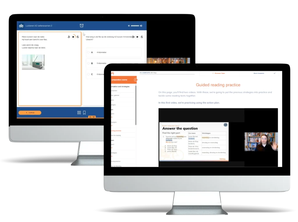 Inburgering exam strategy course for self study screenshots of the UI